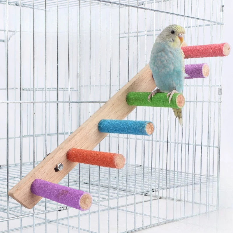 Natural Wooden Bird Climbing Ladder – 4 or 6 Step Exercise & Perch Toy