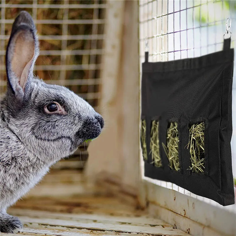 Oxford Cloth Hay Feeder Bag for Rabbits & Guinea Pigs – Mess-Free Hanging Hay Holder