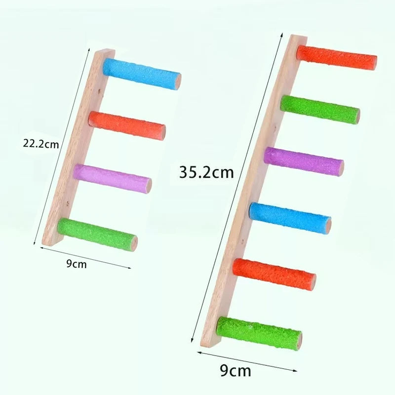 Natural Wooden Bird Climbing Ladder – 4 or 6 Step Exercise & Perch Toy