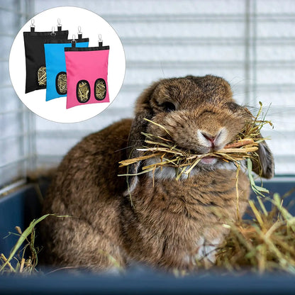 Oxford Cloth Hay Feeder Bag for Rabbits & Guinea Pigs – Mess-Free Hanging Hay Holder