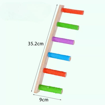 Natural Wooden Bird Climbing Ladder – 4 or 6 Step Exercise & Perch Toy
