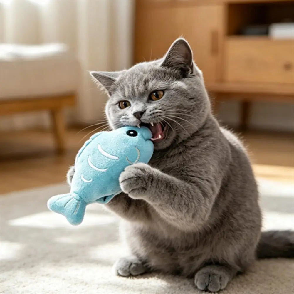 Soft Plush Catnip Fish Toy – Crinkle Chew Toy for Indoor Cats & Kittens