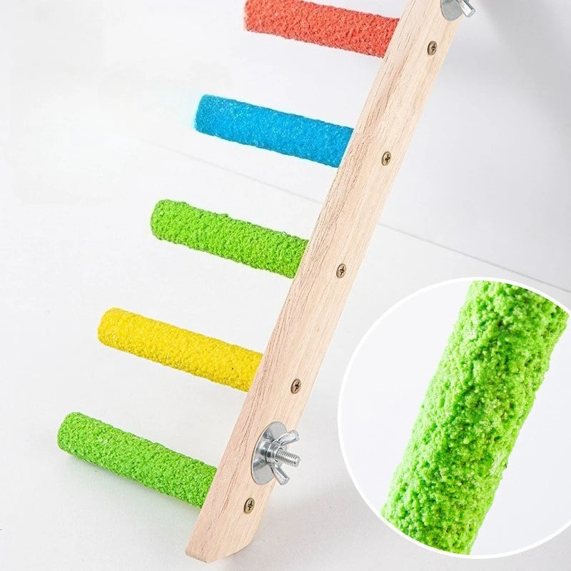 Natural Wooden Bird Climbing Ladder – 4 or 6 Step Exercise & Perch Toy
