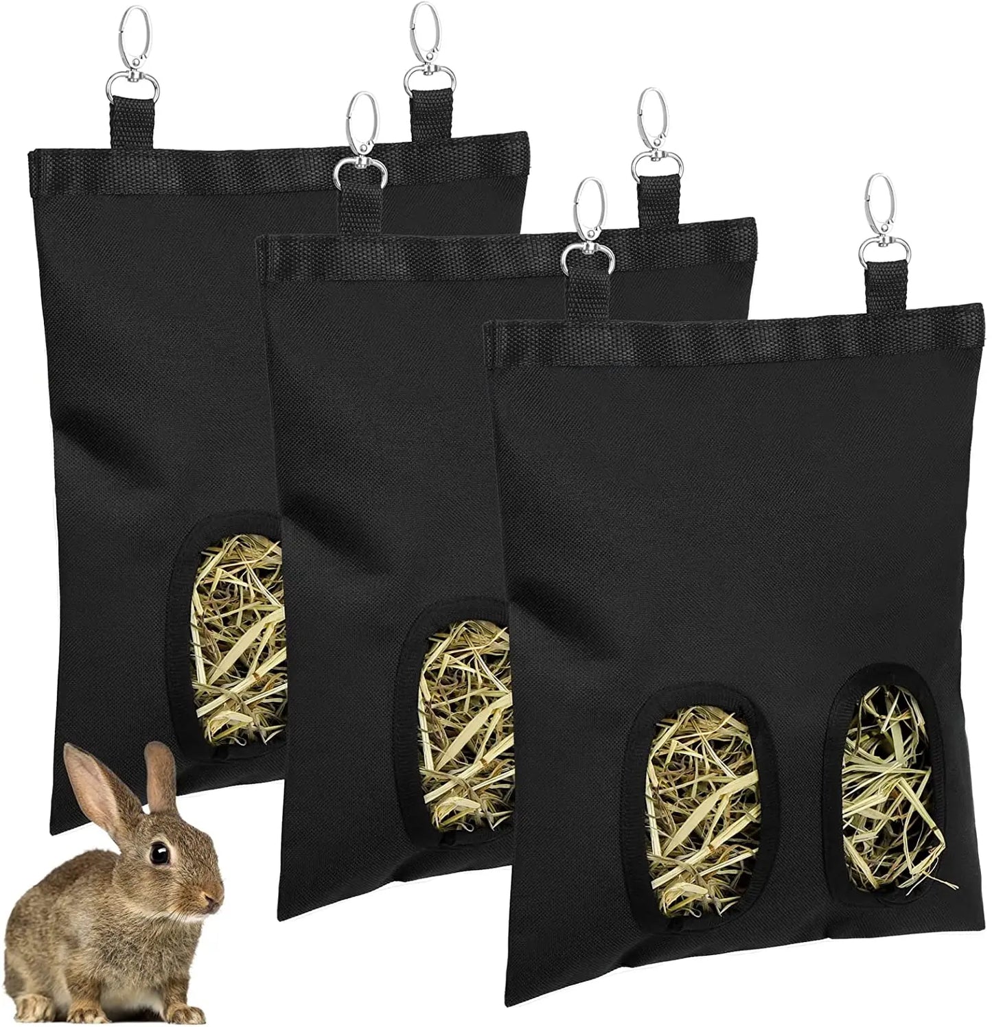 Oxford Cloth Hay Feeder Bag for Rabbits & Guinea Pigs – Mess-Free Hanging Hay Holder