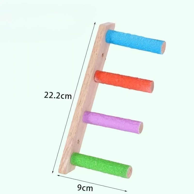 Natural Wooden Bird Climbing Ladder – 4 or 6 Step Exercise & Perch Toy