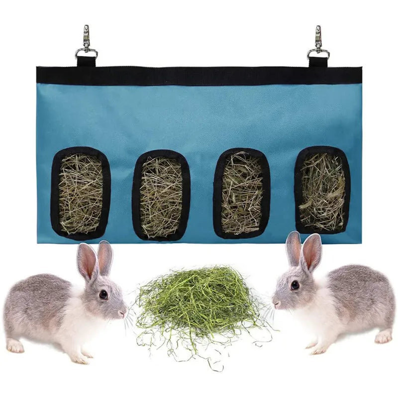 Oxford Cloth Hay Feeder Bag for Rabbits & Guinea Pigs – Mess-Free Hanging Hay Holder